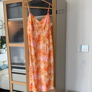 Eloquii Vibrant Orange and Pink Dress